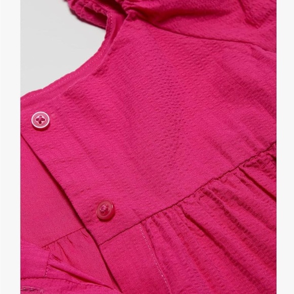 Janie AND Jack Girls Fuchsia Pink Puff Sleeve Seersucker Party Dress 8 - Picture 2 of 7